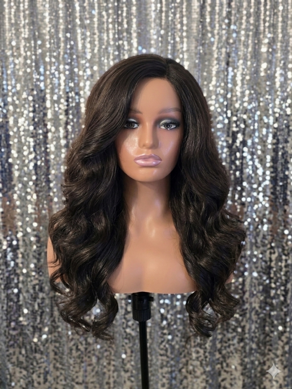 Luxurious Dark Brown Curly Lace Front Wig